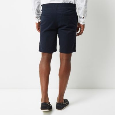 Navy slim fit chino shorts